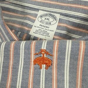 Brooks Brothers 1818 Mens Shirt Stripes‎ Long Sleeve Button Non-Iron 2XL Regent